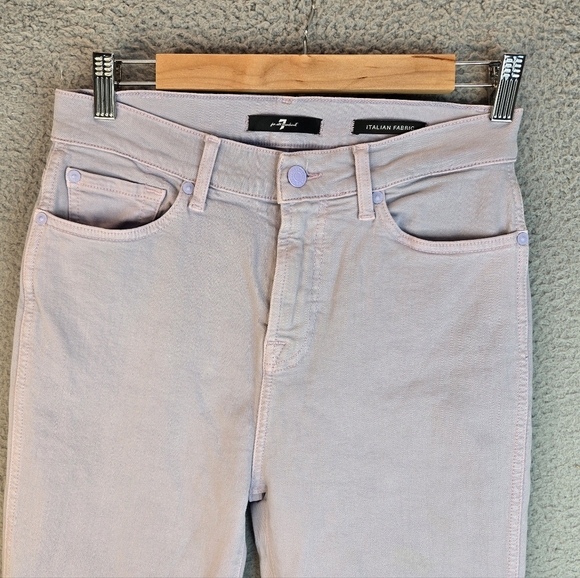 7 For All Mankind Womens Sz 28 Lilac Italian Cotton High Rise Jeans Raw Hem - Picture 2 of 14